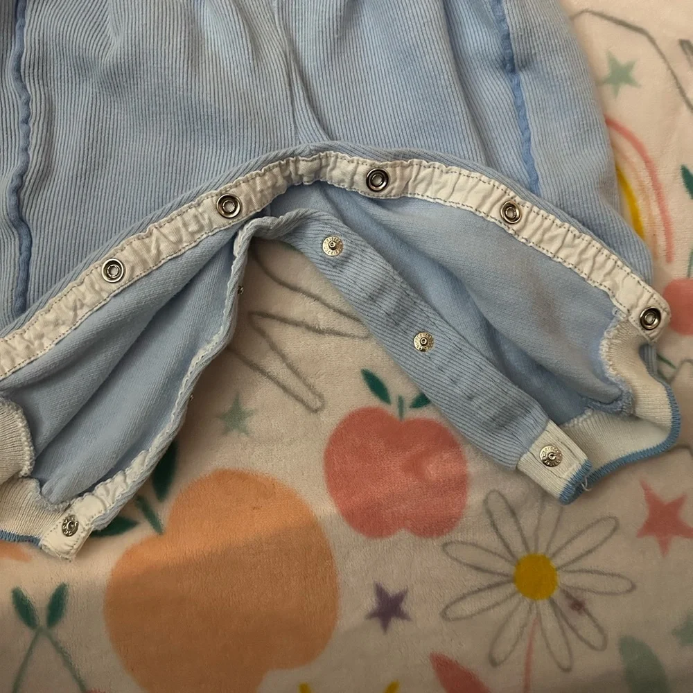 Vintage Carter's Light‎ Blue Elephant Overalls Baby size 6 months